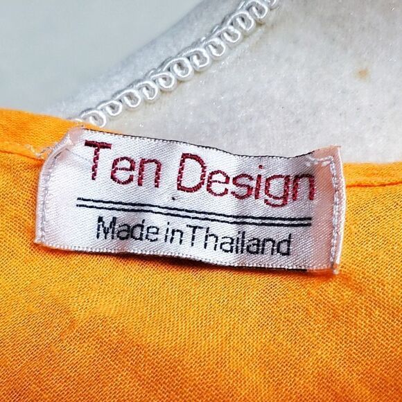 TEN Design Neon Tangerine Sequin Floral Embroidered Trapeze Dress Small - Picture 14 of 15